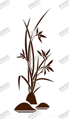 兰花剪影 【酷图网】兰花,剪影,水,石头,兰溪