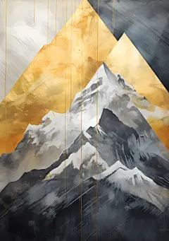 油画山水山川河流壁纸素材图片
