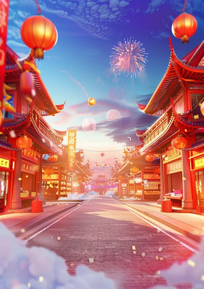 MJ生成电商618促销国风场景图 关键词...