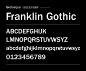 Franklin Gothic笔画粗狂有力，具有男性化感觉，适合表现强有力的情绪，是招贴海报的常用字体。