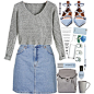 A fashion look from December 2015 featuring long sleeve crop top, high-waisted skirts and ballet flats. Browse and shop related looks.