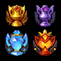 Reward assets, Karine K : Cups, chests, rank and reward icons made for Heroes of Battle Cards game. Made of leather, wood, bronze, silver, gold, obsidian, diamond and lava.
