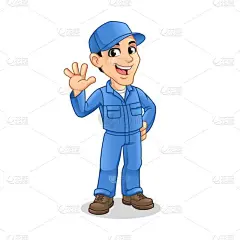 男人,标志,手势语,背景分离,工程师,汽车,品牌名称,吉祥物,绘画插图,卡通