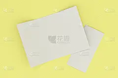 折叠的,白色,小册子,空白的,开着的,三个物体,黄色背景,贺卡,水平画幅,无人