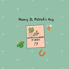 圣帕特里克节贺卡。日历在墙上。3月17日。圣帕特里克节快乐。矢量插图。股票向量。