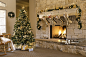 壁炉,树,圣诞长袜,礼物,壁炉架正版图片素材
