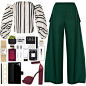 A fashion look from June 2016 featuring off shoulder shirt, green pants and high heel sandals. Browse and shop related looks.