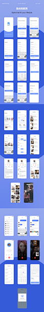#APP模板#蓝色简洁清新美容美发预定对话聊天附近app ui源文件xd模板