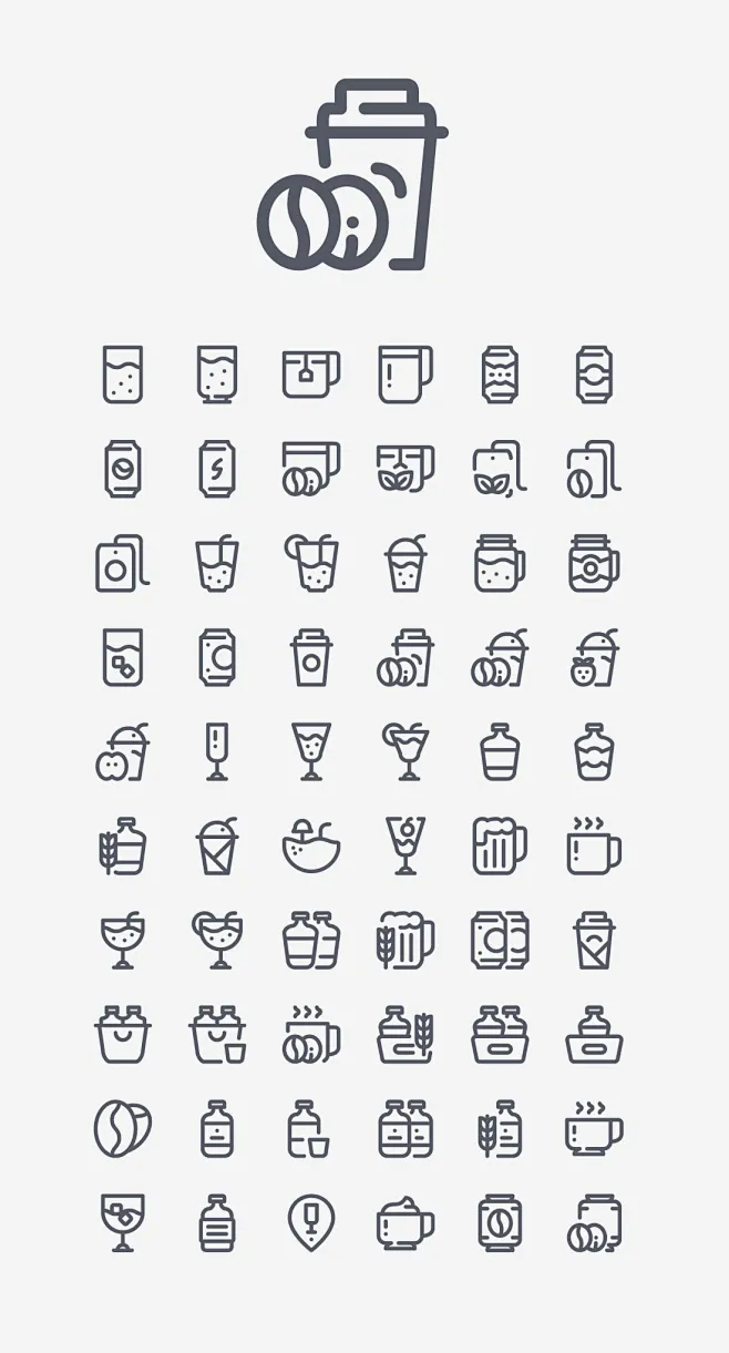 其中包括图片： 60 Beverage icon set-花瓣网