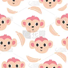 猴子,可爱的,香蕉,四方连续纹样,华丽的,纺织品,野生动物,壁纸,模板,动物