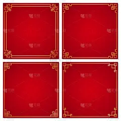 矢量,绘画插图,国境线,红色背景,装饰品,东方人,贺卡,边框,复古风格,瓷砖