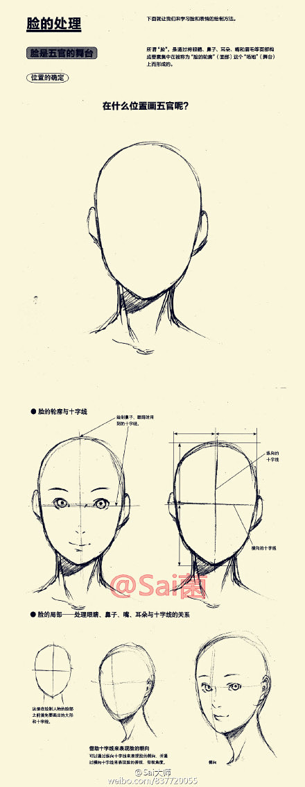 #绘画学习# 关于脸部结构的设计绘制画法...