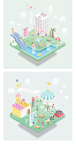 2.5D动物园旅游游乐场休闲度假生活圈子UI商业场景插画AI矢量素材-淘宝网