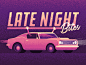 Late Night Bites vintage retro road illustration noise grain taco night classic car muscle food