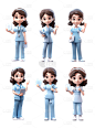 2309SC-素材组合-3D护士系列人物贴纸