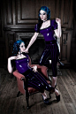 vaudevillevampire:

purple and black pinstripe latex trousers. 
