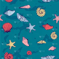 船,贝壳,式样,螺线,壁纸,海星,海螺,夏天,复古,绘制