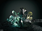Crystal Quartz crystals growing on black Crystal Stock Photo