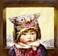 画家刘德润 李燕的沂蒙娃系列油画作品 
——《戴虎头帽的孩子》