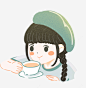 小女孩喝茶喝饮料喝奶茶喝咖啡免抠png素材_新图网ixintu.com