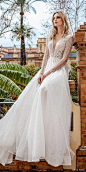 ricca sposa 2019 bridal illusion long sleeves plunging v neckline embellishd bodice glitzy romantic a line ball gown wedding dress v back chapel train (14) mv