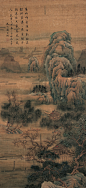 隔岸峰峦过雨新，桃花水暖碧潾潾。谁家艇子闲来往？只载春光不载人。（明·刘泰《小景》）
【图：清·钱维城】