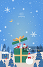 插图，圣诞节，圣诞老人，村庄，冬天，雪，诞生，背景图片素材