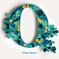 Ocean Quote Book : This is a typography-based quote book. The theme throughout the book is The Ocean. I hand made paper coiled letters to create the wavey/watery-looking effects, representing the ocean throughout the spreads.
