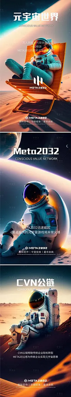 海报炫酷区块链 宇宙 元宇宙系列海报-源文件
