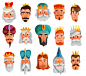Royal characters cartoon set Free Vector