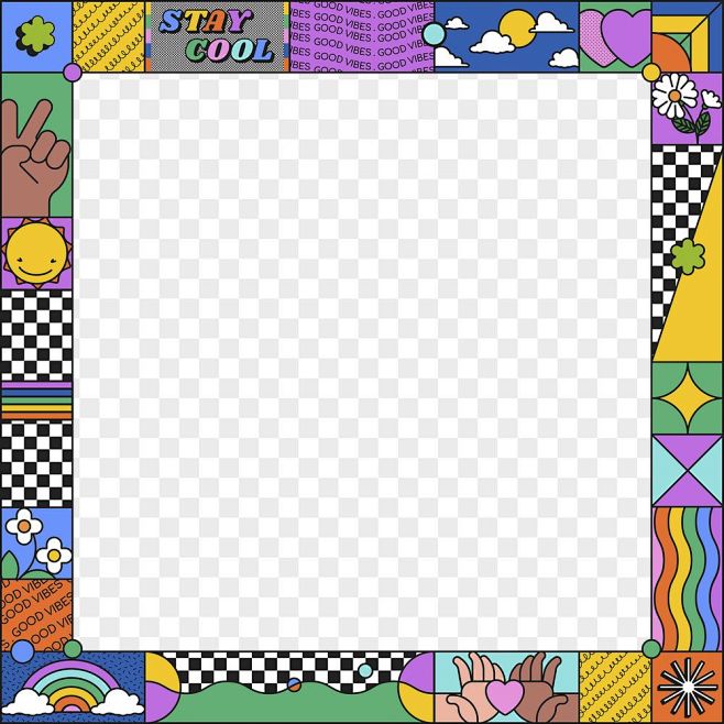 Cool 90s png frame, ...