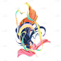 手绘-七夕元素插画贴纸-织女