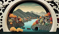 立体山水数字艺术