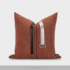 现代极简轻奢样板房抱枕设计师沙发靠包砖红...