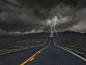 General 1600x1200 road storm lightning desert