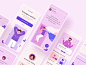 Relax Mobile Design Exploration flat ux ui relaxation dream sleep people vector illustration purple pink layout color clean simple card design app