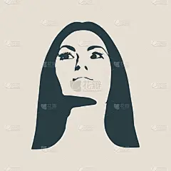 一个女性头部的剪影。面对前视图。