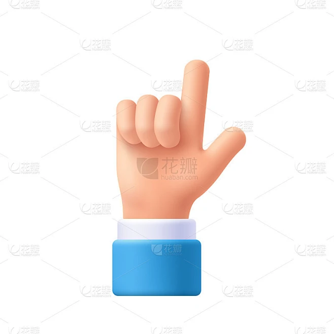 卡通人物的手势。伸出一个手指，食指。表示，显示上面的某物。3d表情矢量插图。素材-花瓣网