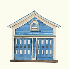 手绘水彩欧式建筑结构窗户门面插画