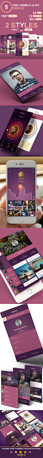 Profile / Mobile UI Kit : Profile / Mobile UI Kit All elements are drown in retina resolution (750×1334px). Item have clean and modern design. Pack include 24 PSD files with easy customization. All elements you can easily change . This great design can be