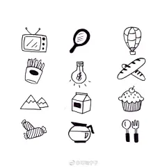 #手绘插画教程# 黑白简笔画小物~ ​（作者：@邓瑞宁子） ​ ​​​​