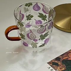 green house*夏日水果趴高透耐热插画大容量玻璃杯早餐麦片酸奶-淘宝网