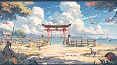 AI日系风光场景素材 影视游戏场景插画设计 背景绘画临摹参考图集-淘宝网