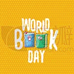 世界读书日,动画片,贺卡,可爱的,图书馆,品牌名称,学校用品,微笑,问候,绘制