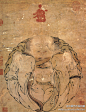 #明宪宗#【 明 朱见深 《一团和气图》】纸本设色，47.8×36cm，北京故宫博物院藏。 朱见深（1448—1487年)，为明朝第八代皇帝，擅长画神像。这图画于他即位的第一年。画幅借用东晋儒生陶渊明、和尚慧远、道士陆修静“虎溪三笑”的典故，以儒、释、道三教合一的理想，来表明自己对新的一年的期望。



