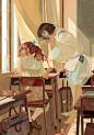 作品欣赏 颜色和质感非常棒的美国画师aw anqi，画作唯美圣洁又惊艳~
他创作的宫崎骏 经典作品及宝石之国 的同人也有鲜明的个人风格 ​​​​