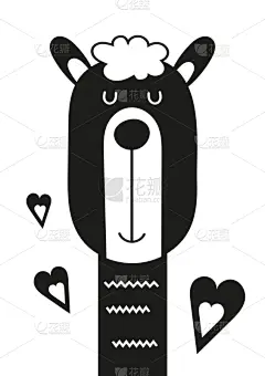 黑白图片,儿童房,可爱的,贺卡,斯堪的纳维亚半岛,纺织品,女婴,现代,动物