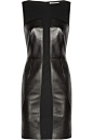 YVES SAINT LAURENT | Leather and stretch-wool crepe dress