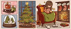 温暖的圣诞之夜插画banner