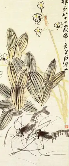 齐白石

齐白石（1863—1957年），名璜，字萍生，号白石、白石翁、老白，又号寄萍、老萍、借山翁、齐大、木居士、三百石印富翁等。湖南湘潭人，寄居北京，幼喜书画。15岁（1878年）时学木工，善雕花，人称“芝木匠”。25岁（1888年）开始学书画，习诗文，刻图章，兼作画工，为人画衣冠像。40岁（1903年）后5次游历南北各地，随地写景，成《借山图卷》52幅。60岁（1923年）后定居北京，以篆刻卖画为生。曾任北京艺专教授，受同时期书画家陈师曾影响，一弃旧习，从以徐渭、八大、石涛为宗的写意花鸟，转而取法吴